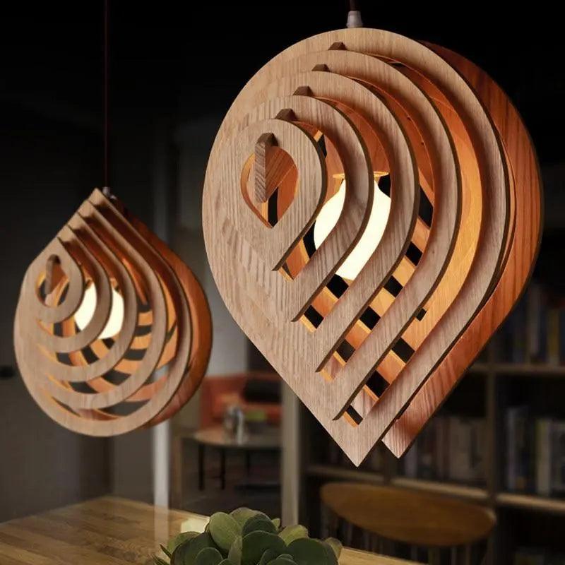 Eclipto | Modern wooden pendant light | Natural wood design With E27 base NALANI