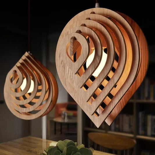 Eclipto | Modern wooden pendant light | Natural wood design With E27 base NALANI