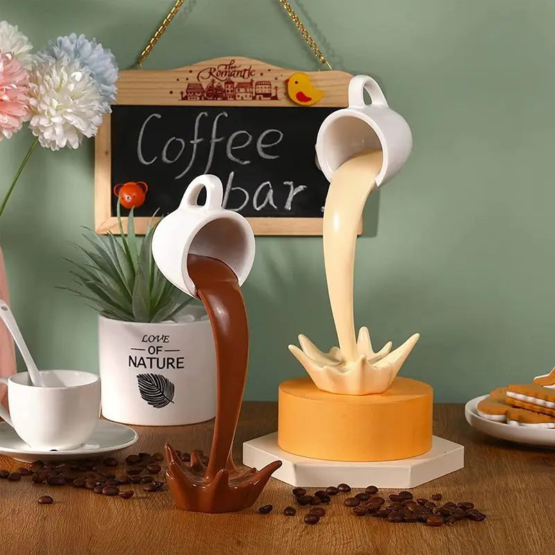 Floating Coffee Cup Sculpture Creative Kitchen Desktop Decor NaLani