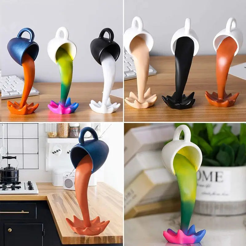 Floating Coffee Cup Sculpture Creative Kitchen Desktop Decor NaLani
