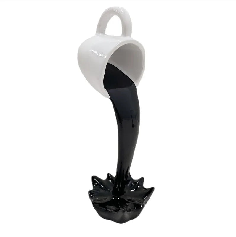 Floating Coffee Cup Sculpture Creative Kitchen Desktop Decor Black NaLani