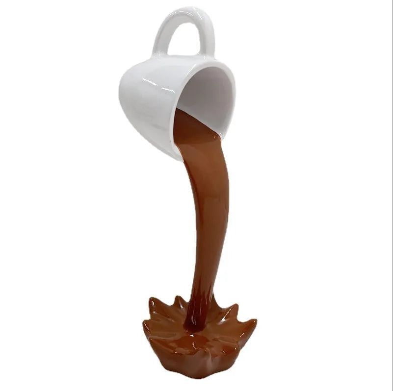 Floating Coffee Cup Sculpture Creative Kitchen Desktop Decor Brown NaLani