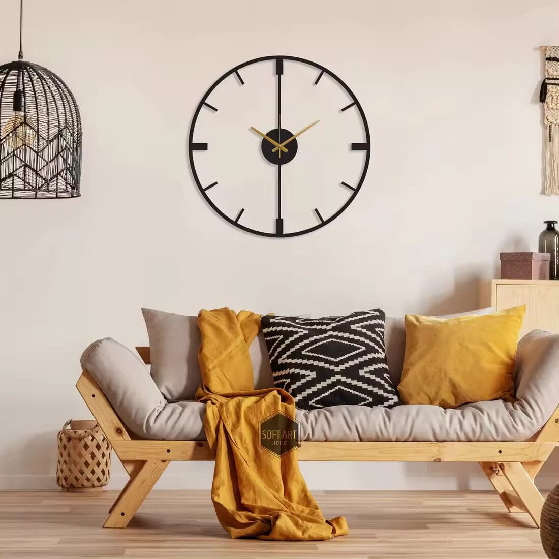 Simple Black Round Silent Quartz Wall Clocks for Home Decor NALANI