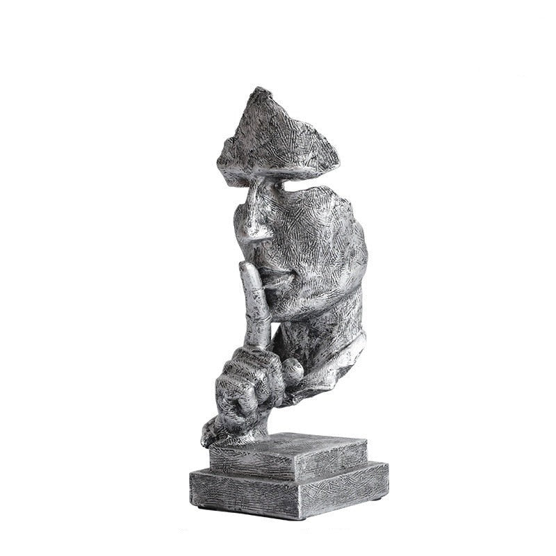 ArtCreativ | Face Statue - Abstract Resin Sculpture for Home Decor Silver NALANI