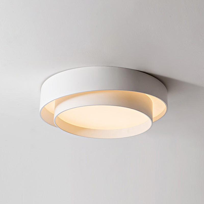 White Metal Circular Flush Mount Ceiling Lamp LED Nordic Style White 19.5" NaLani
