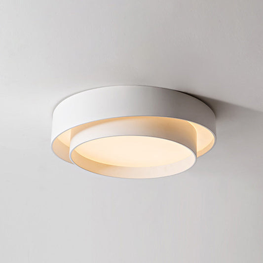 White Metal Circular Flush Mount Ceiling Lamp LED Nordic Style White 19.5" NaLani