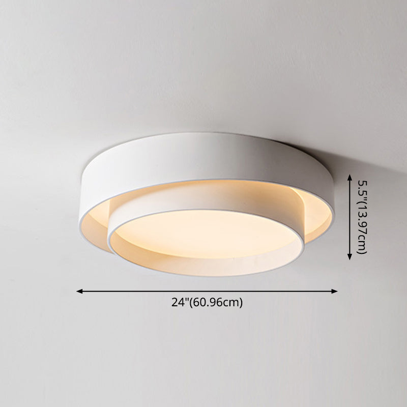 White Metal Circular Flush Mount Ceiling Lamp LED Nordic Style NaLani