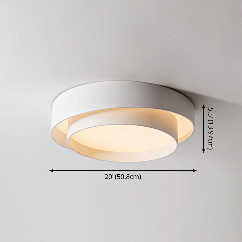 White Metal Circular Flush Mount Ceiling Lamp LED Nordic Style NaLani