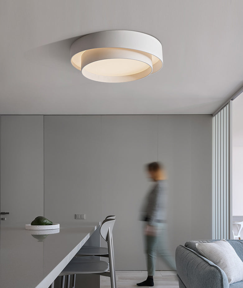 White Metal Circular Flush Mount Ceiling Lamp LED Nordic Style NaLani