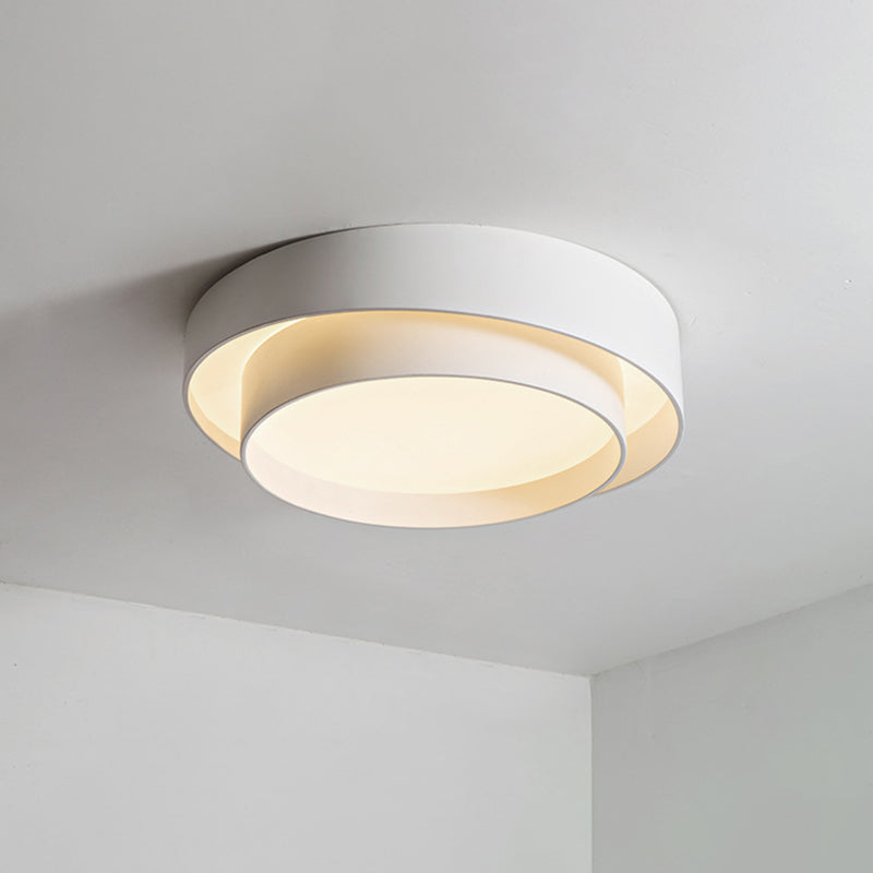 White Metal Circular Flush Mount Ceiling Lamp LED Nordic Style NaLani