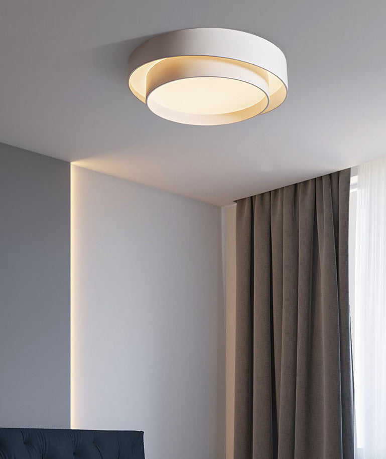 White Metal Circular Flush Mount Ceiling Lamp LED Nordic Style NaLani