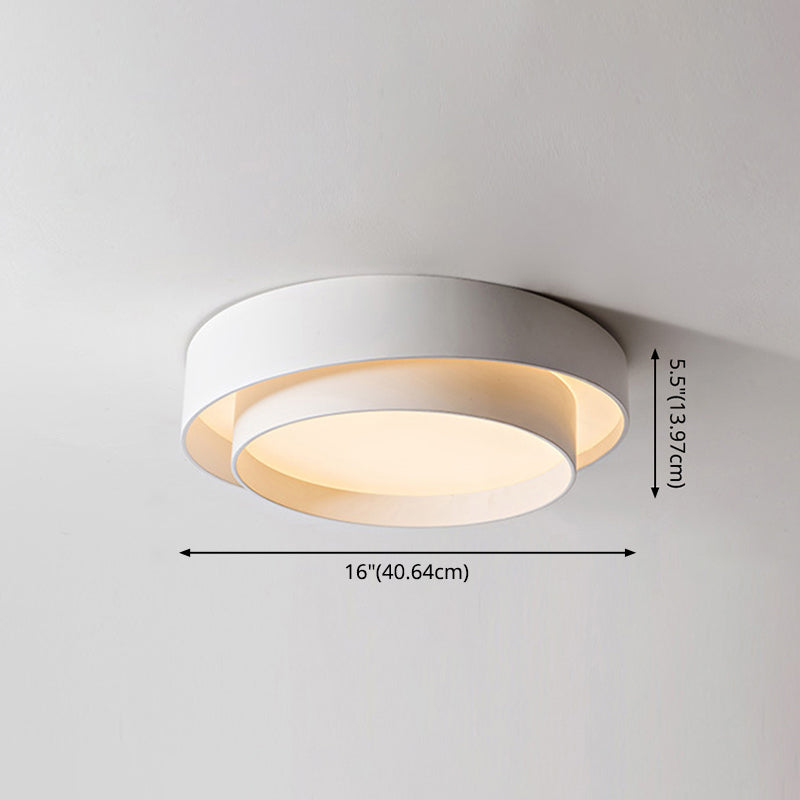 White Metal Circular Flush Mount Ceiling Lamp LED Nordic Style NaLani