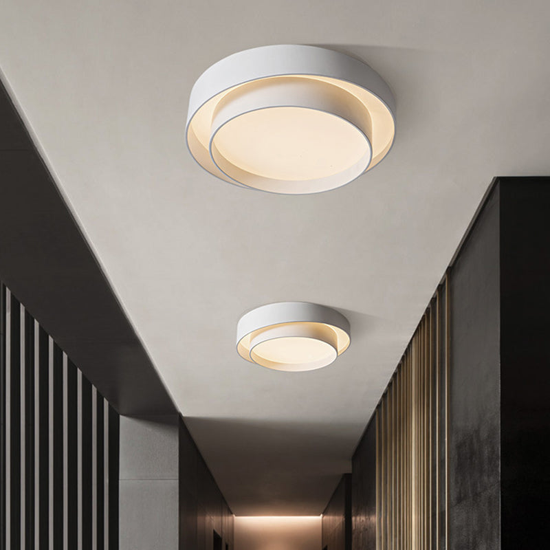 White Metal Circular Flush Mount Ceiling Lamp LED Nordic Style NaLani