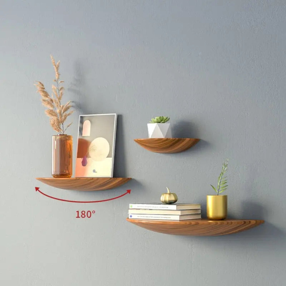 Half Moon Wood Wall Shelf Curved Modern Decorative Shelf NALANI