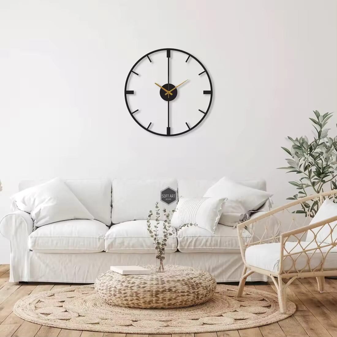 Simple Black Round Silent Quartz Wall Clocks for Home Decor NALANI