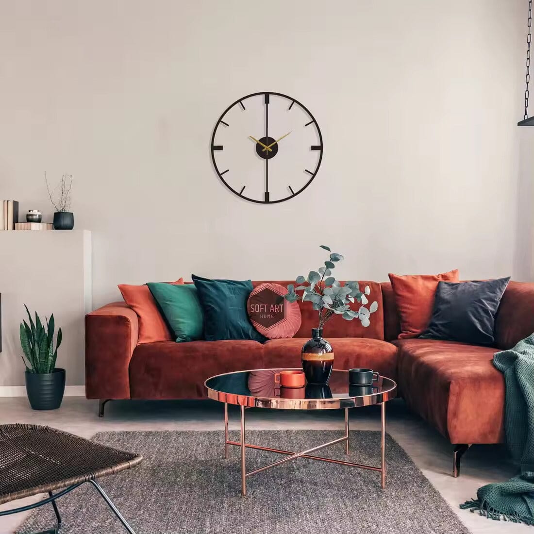 Simple Black Round Silent Quartz Wall Clocks for Home Decor NALANI