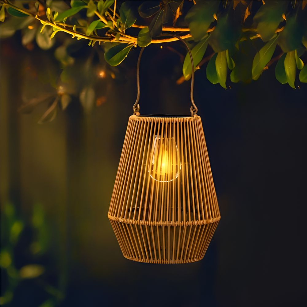 Solar Outdoor Lantern With Woven Look For Garden Patio NALANI
