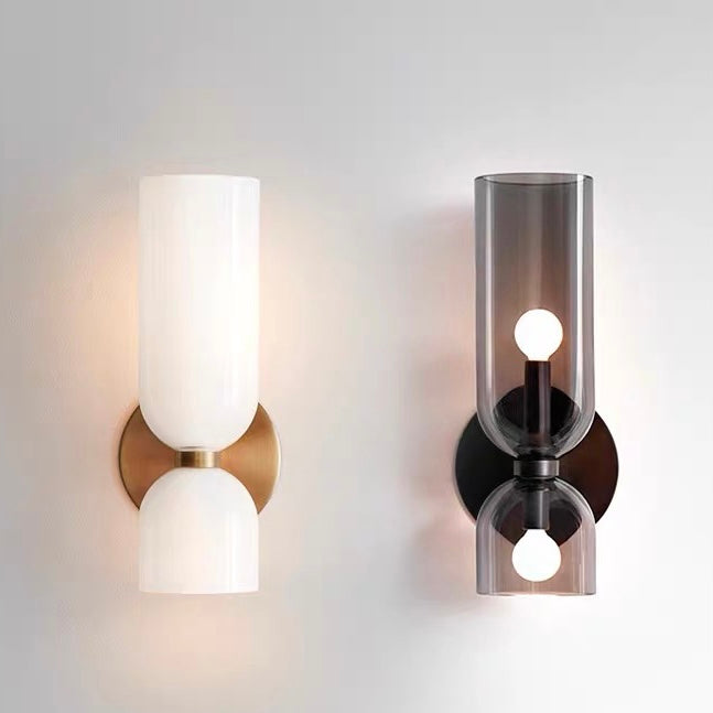 Double Head Glass Wall Lamp LED Sconces for Bedroom Decor White D14 x H35 cm NALANI