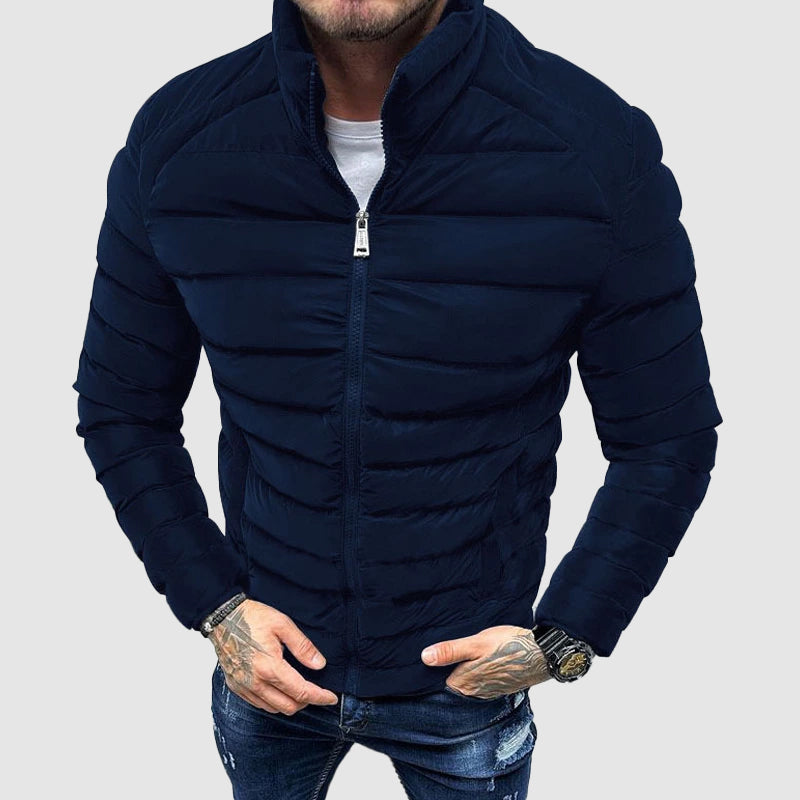 Men's Puffer Jacket Quilted Insulation High Collar Zipper