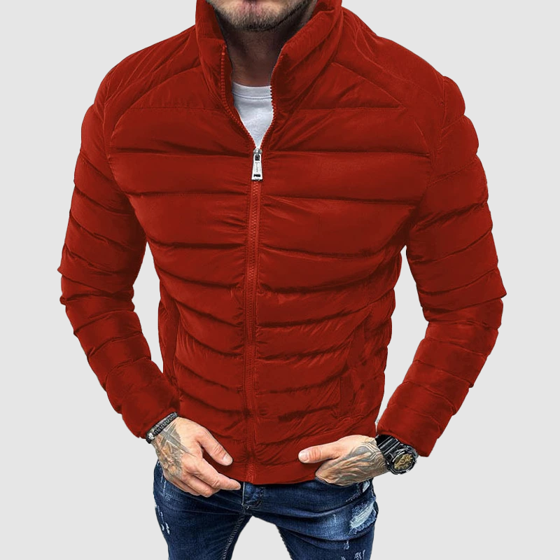 Men's Puffer Jacket Quilted Insulation High Collar Zipper