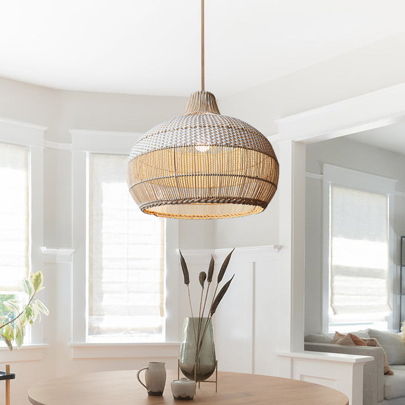 Woven Rattan Pendant Light for Kitchen Island with Woven Shade Calora