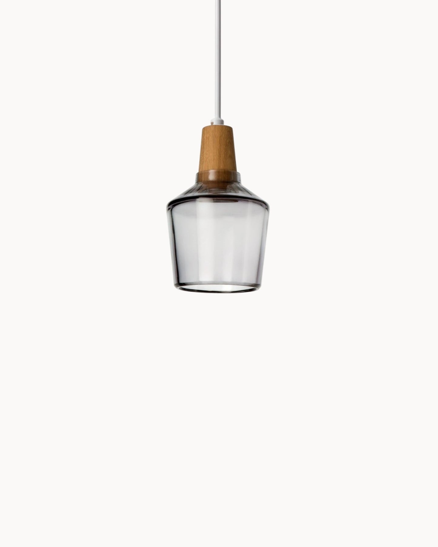 Navetti | Loft lamp - Modern Nordic glass lamps with wooden base, E27 Smoke A NALANI