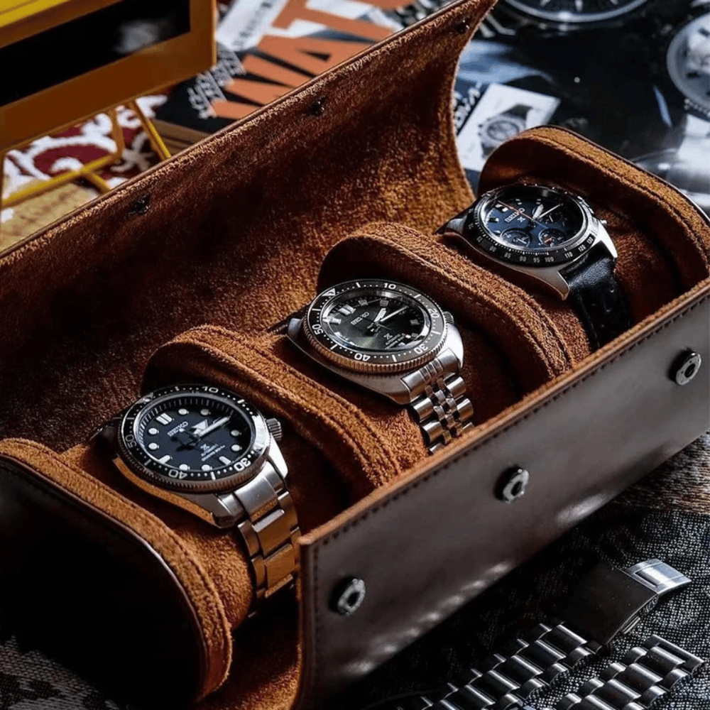 Leather Watch Case Organizer for Timepieces and Accessories NALANI