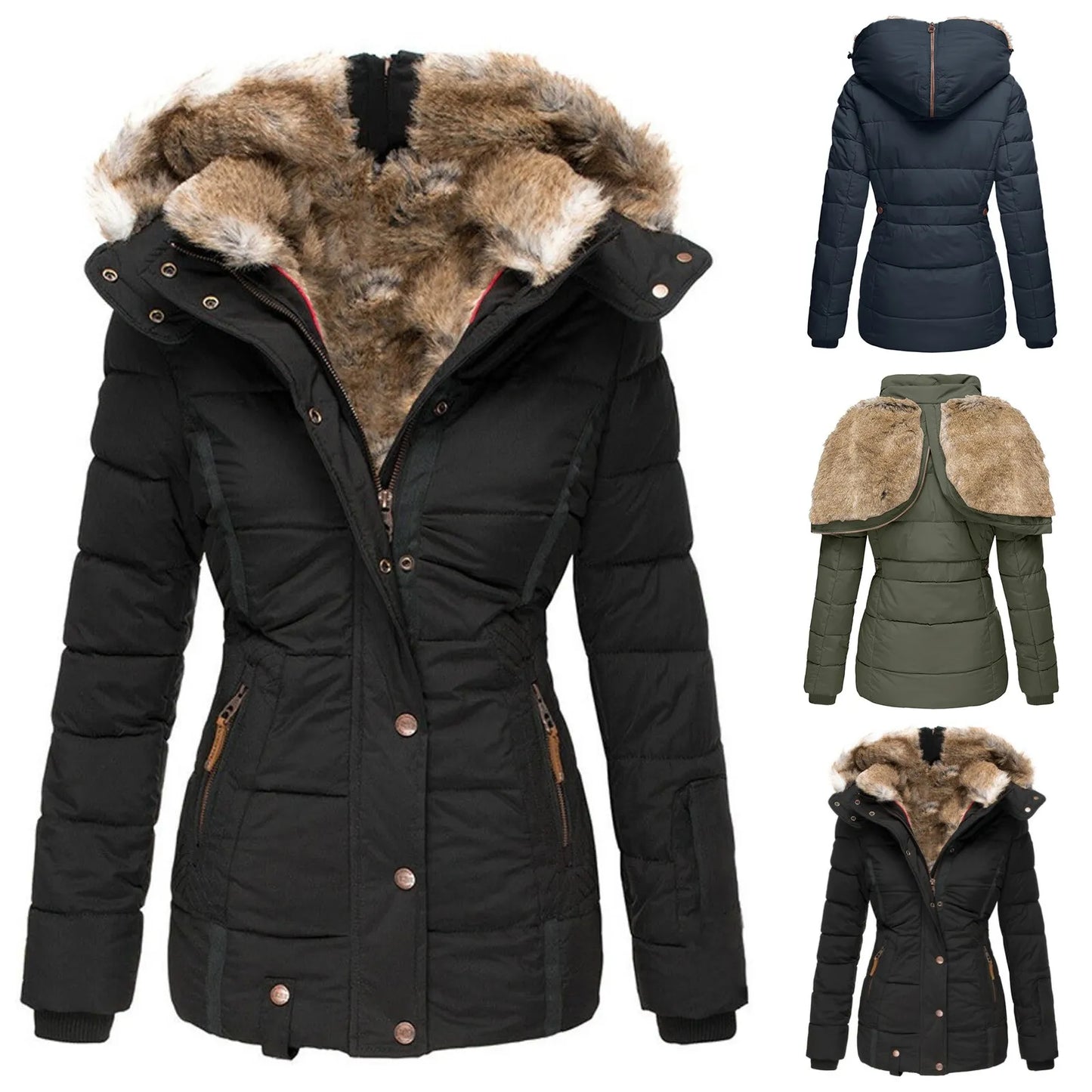 Liana | Women’s Down Puffer Winter Jacket with Faux Fur Hood – Warm, Waterproof & Insulated Winter Coat