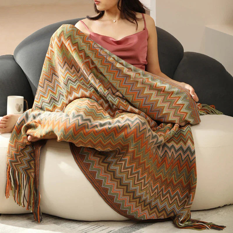 Soft Cozy Boho Plaid Throw Blanket Colorful 130x180 cm NALANI