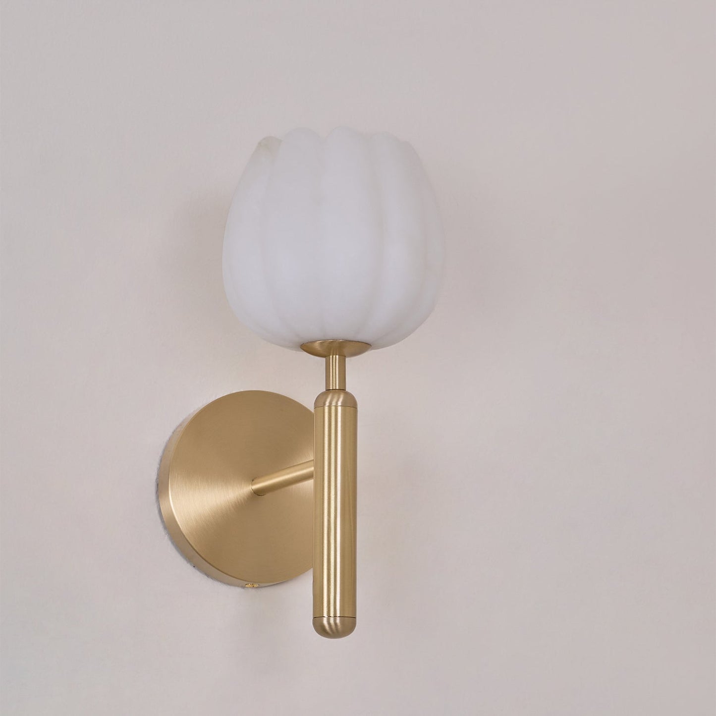 Brass Wall Sconce With Alabaster Flower Accents Design NALANI