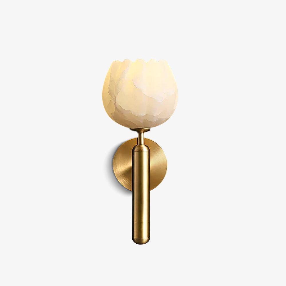 Brass Wall Sconce With Alabaster Flower Accents Design NALANI