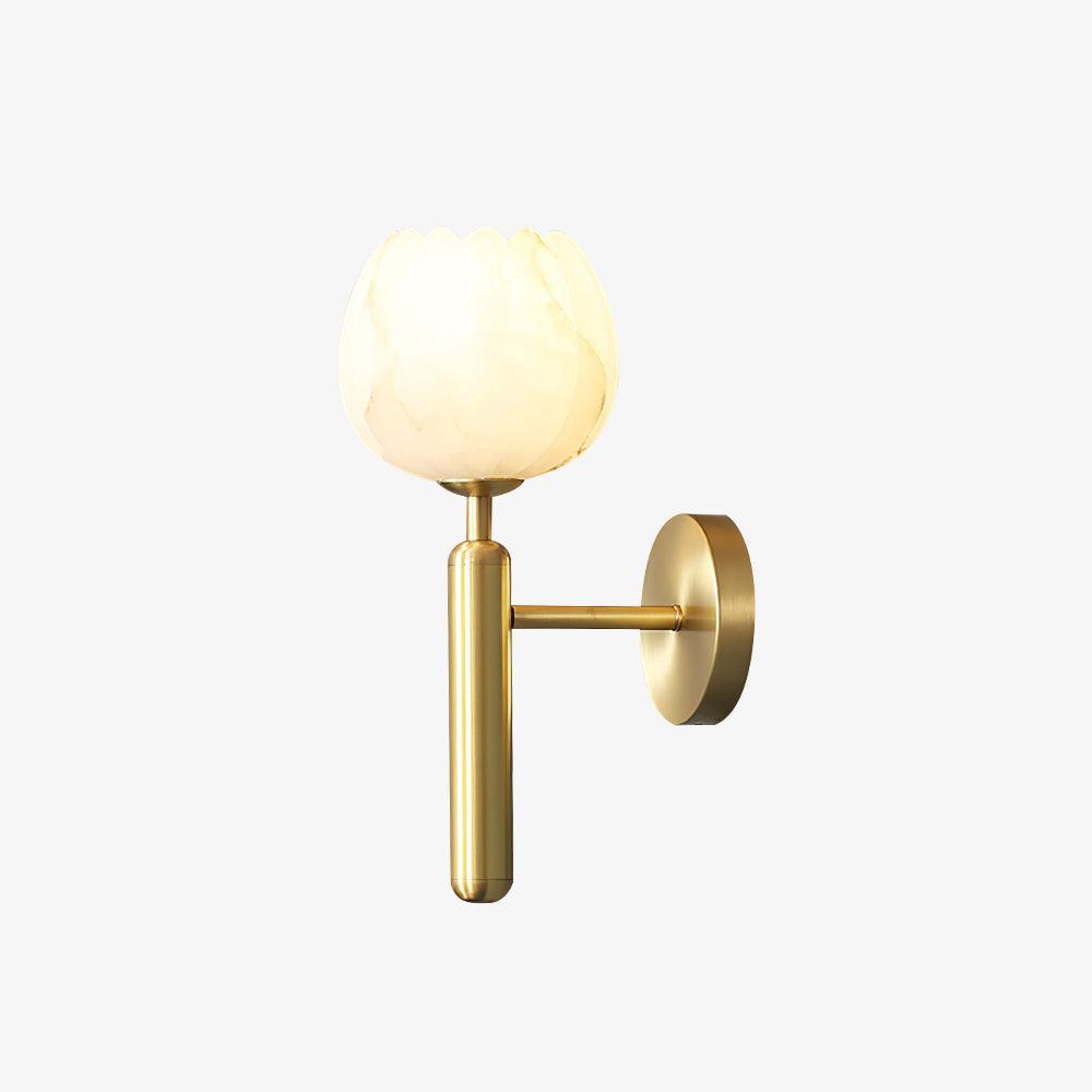 Brass Wall Sconce With Alabaster Flower Accents Design NALANI