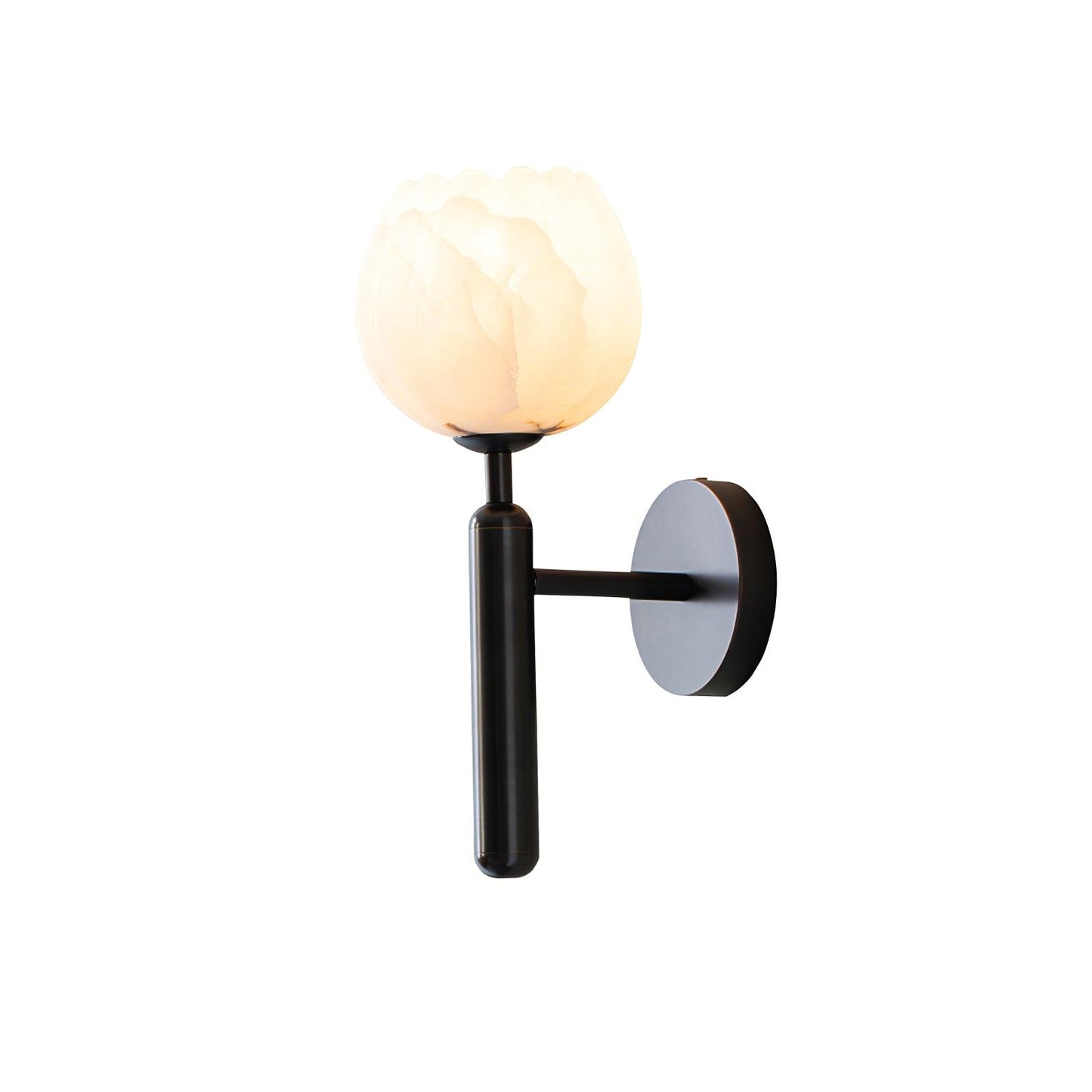 Brass Wall Sconce With Alabaster Flower Accents Design NALANI
