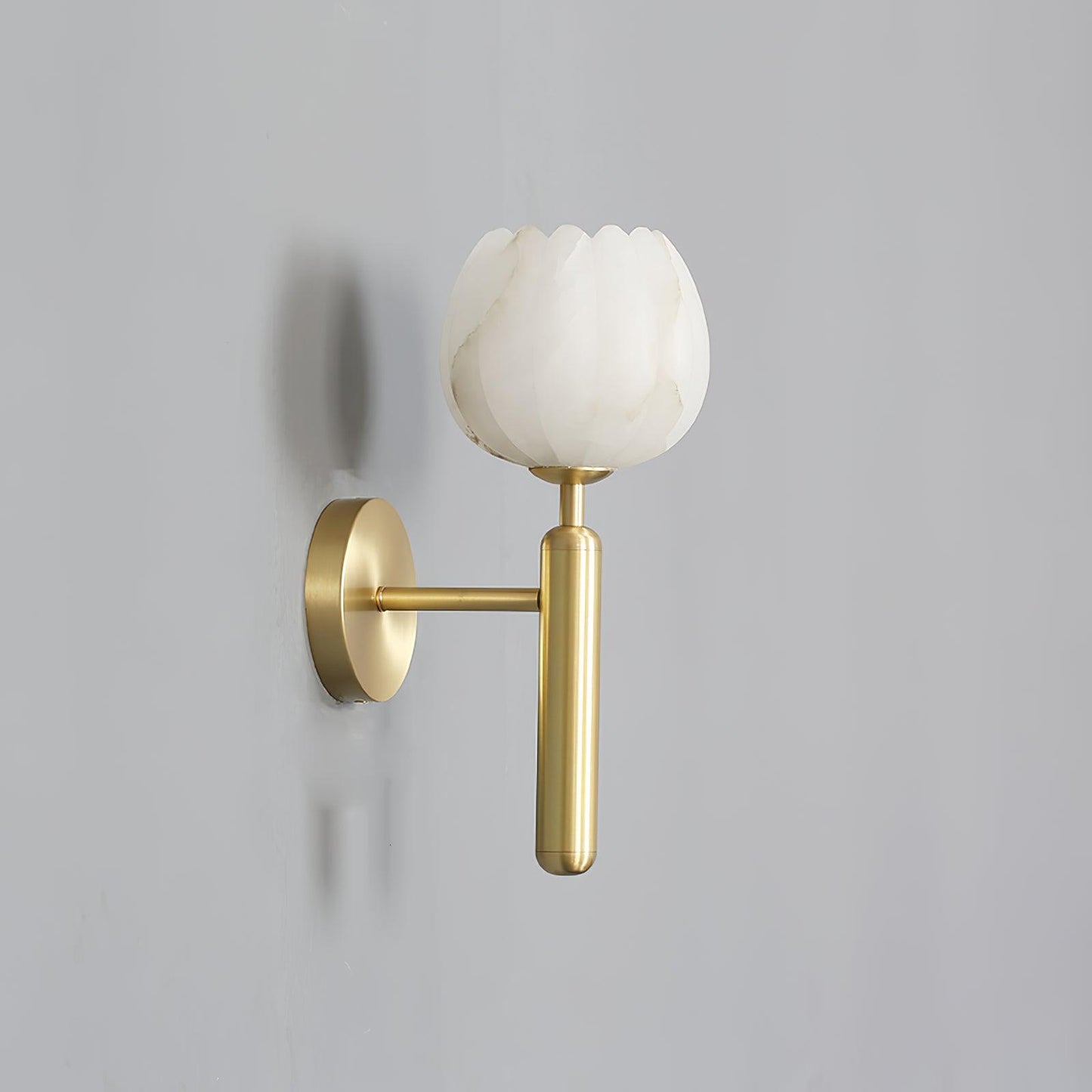 Brass Wall Sconce With Alabaster Flower Accents Design NALANI