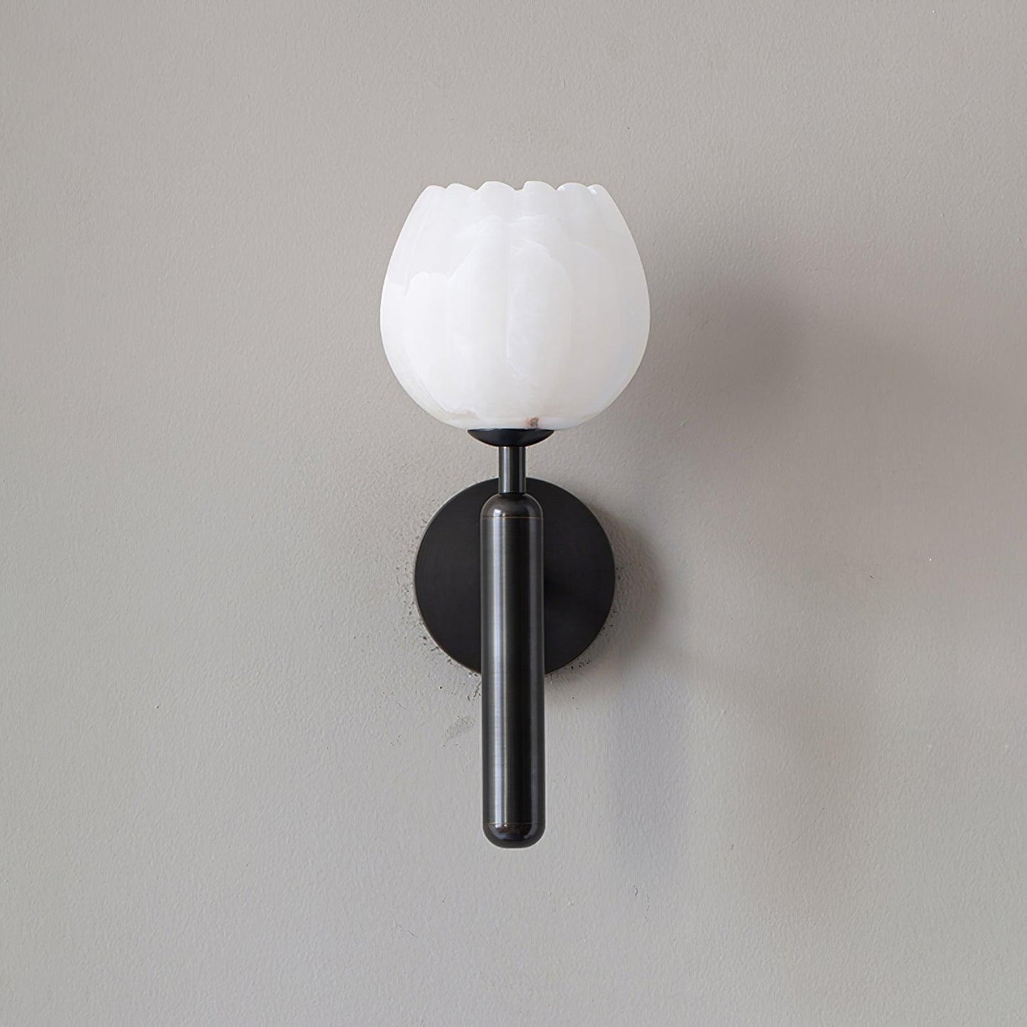 Brass Wall Sconce With Alabaster Flower Accents Design NALANI