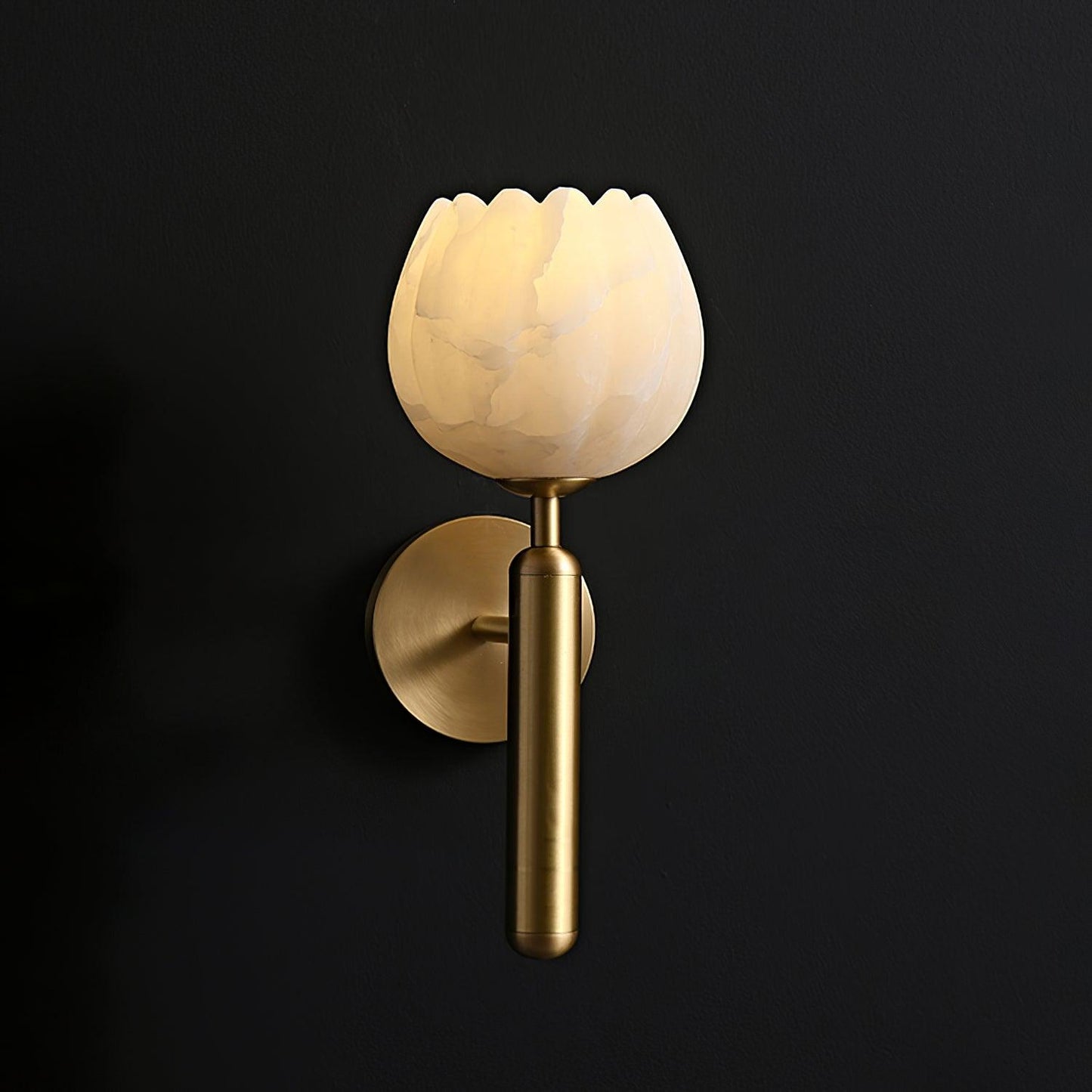 Brass Wall Sconce With Alabaster Flower Accents Design NALANI
