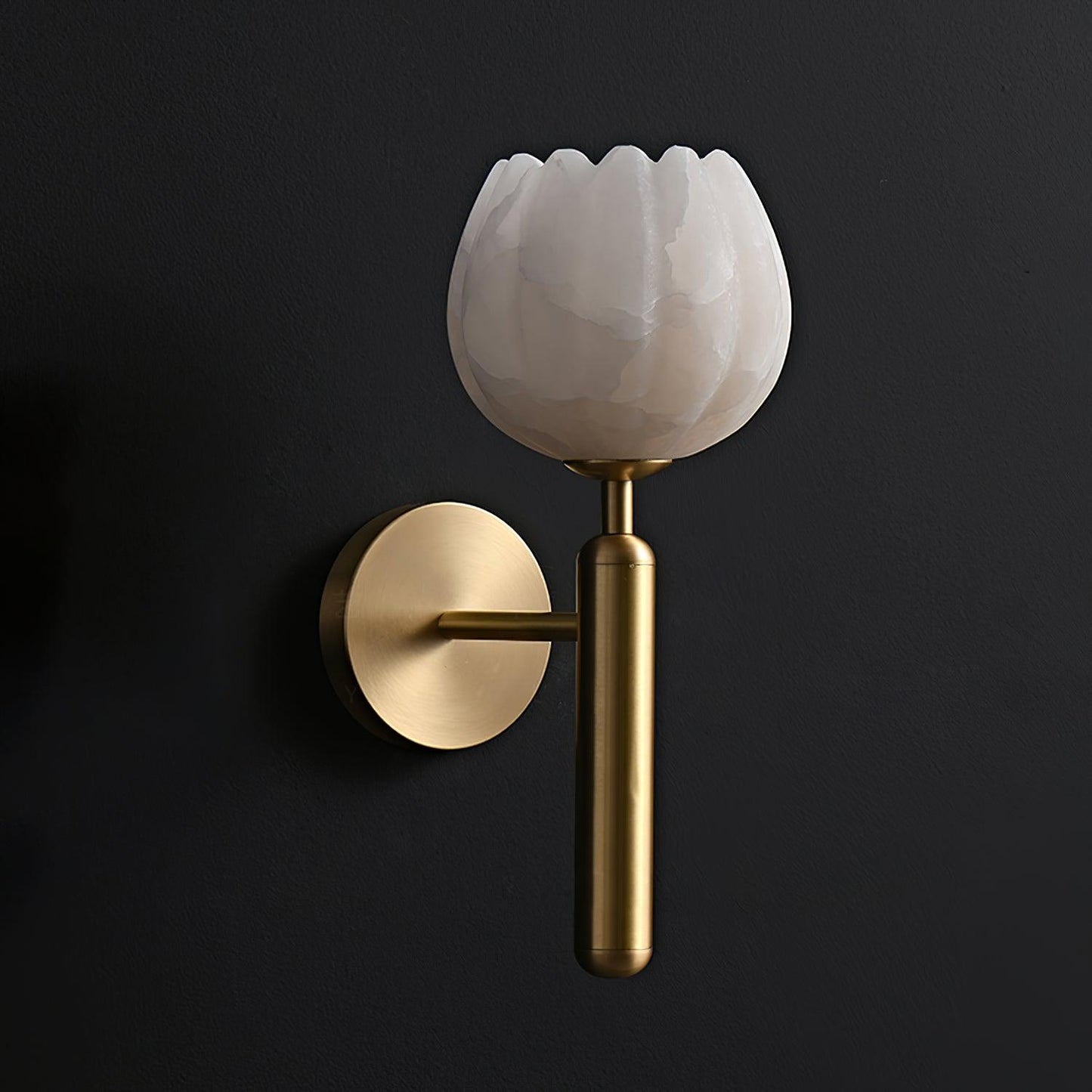 Brass Wall Sconce With Alabaster Flower Accents Design NALANI