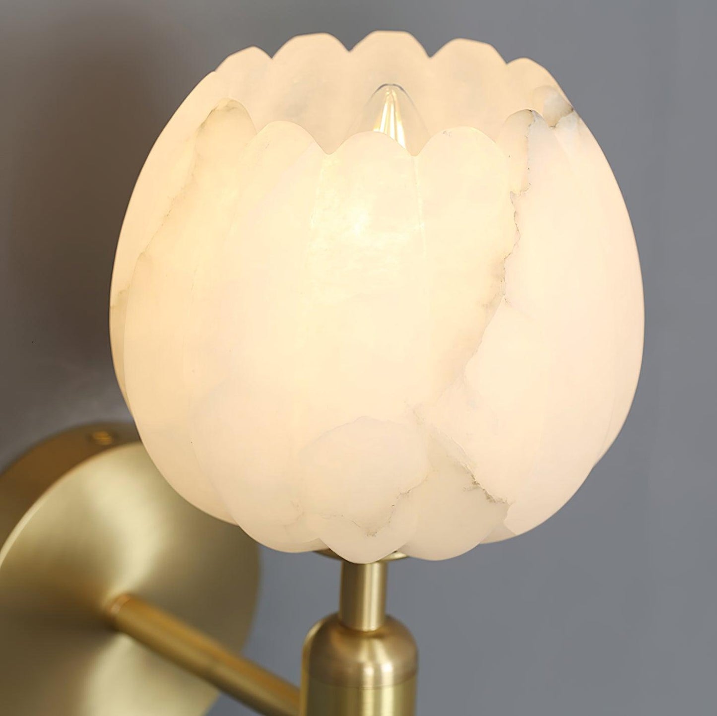 Brass Wall Sconce With Alabaster Flower Accents Design NALANI