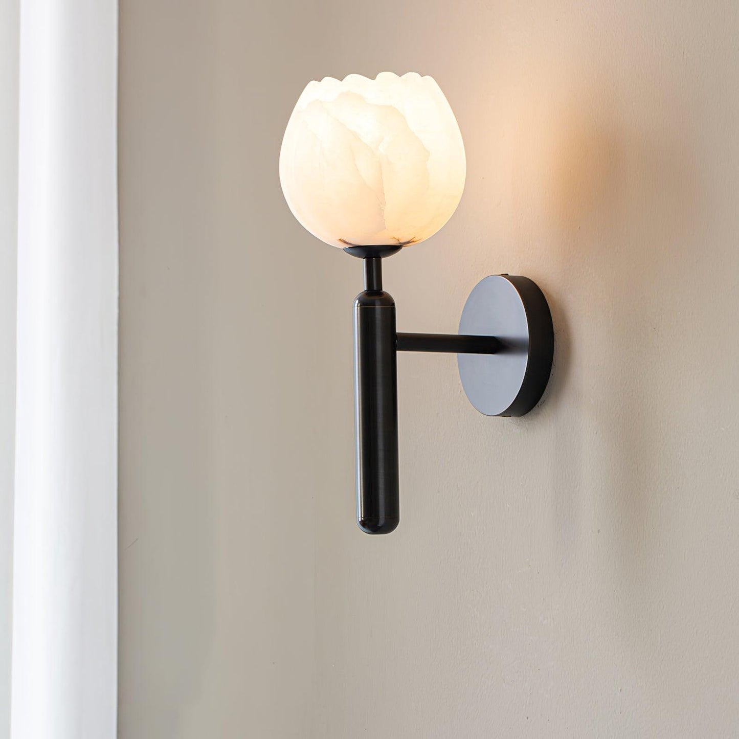 Brass Wall Sconce With Alabaster Flower Accents Design NALANI
