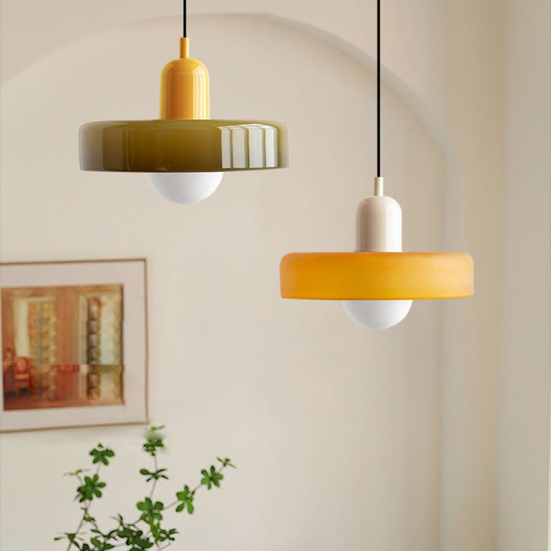 Modern Colored Glass Pendant Light for Stylish Interiors Green Yellow 25 x 18 cm NaLani