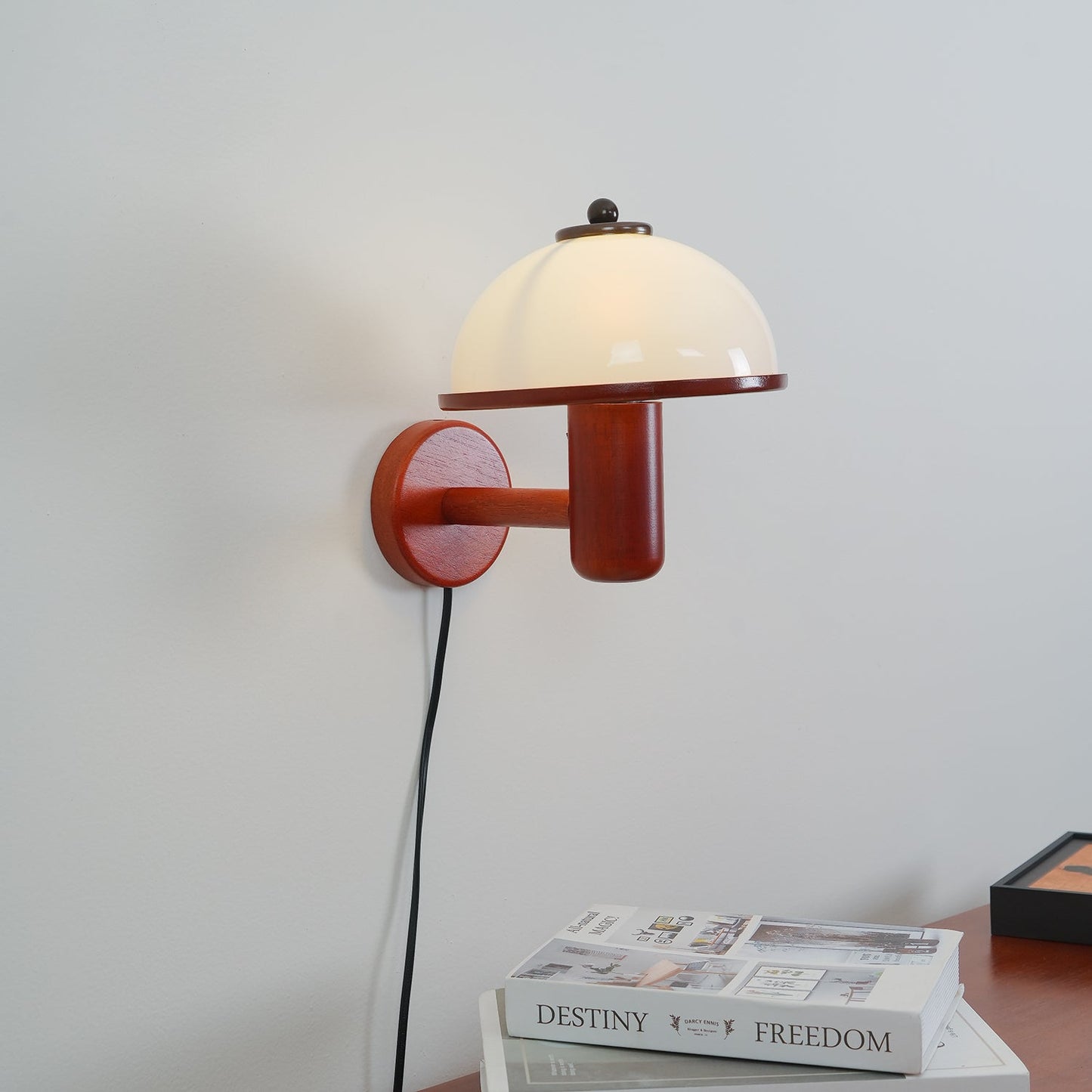 Oak Wood Mushroom Wall Lamp Ambient Living Room Light NALANI