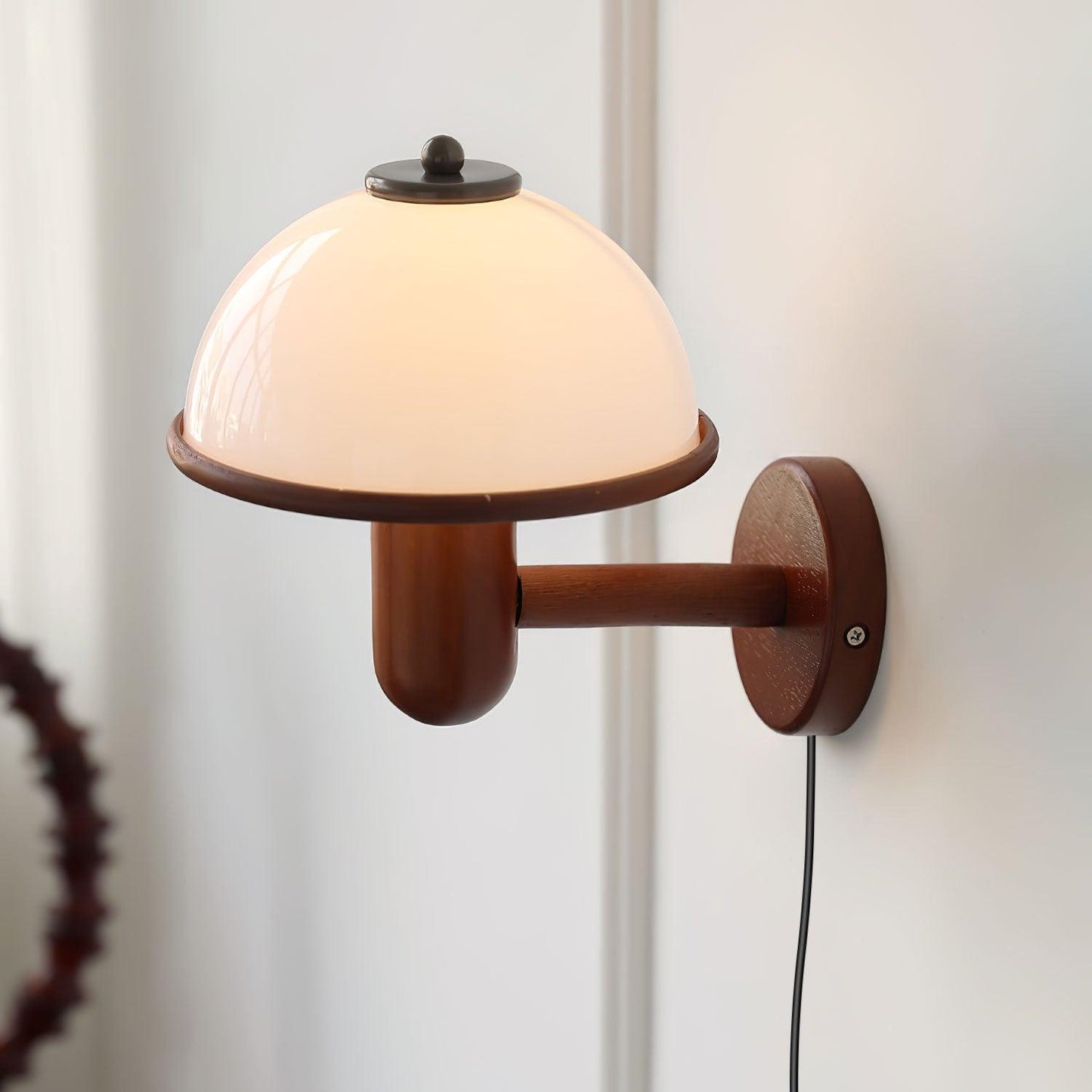 Oak Wood Mushroom Wall Lamp Ambient Living Room Light NALANI