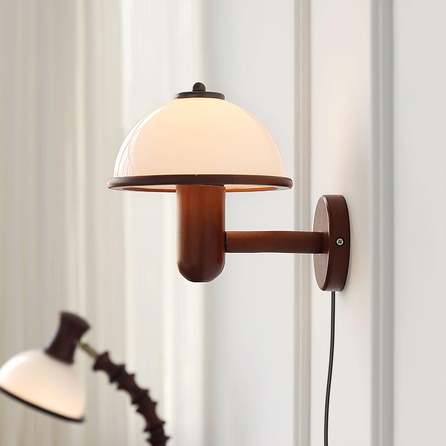 Oak Wood Mushroom Wall Lamp Ambient Living Room Light NALANI