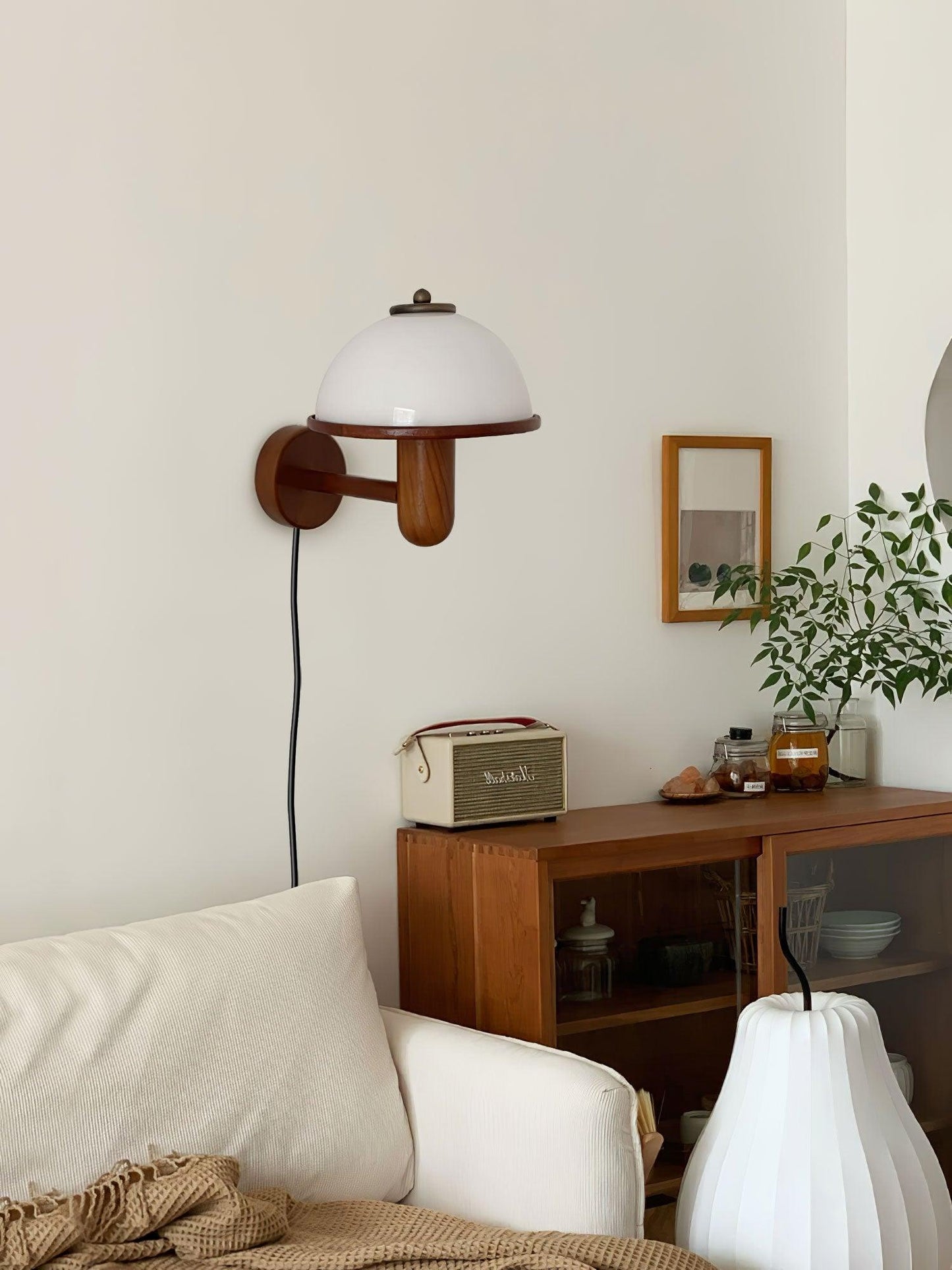 Oak Wood Mushroom Wall Lamp Ambient Living Room Light NALANI