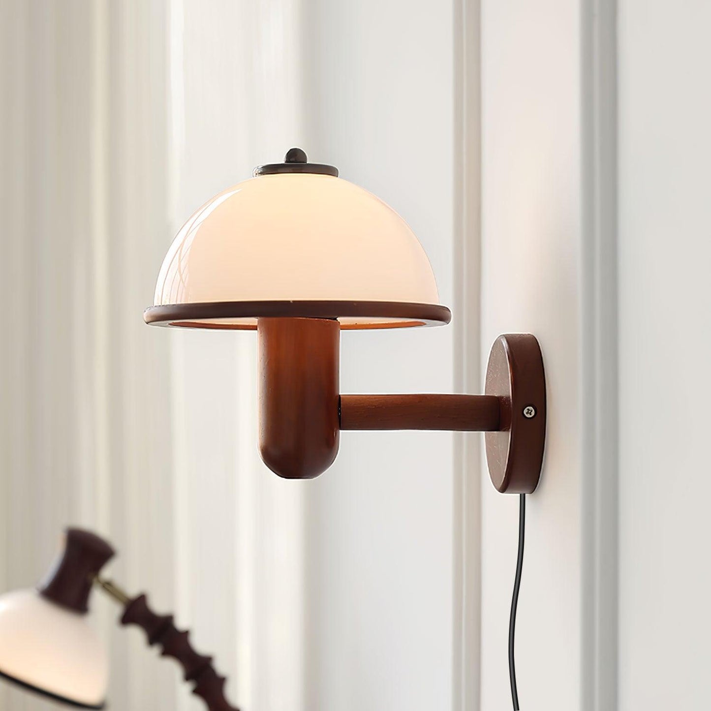 Oak Wood Mushroom Wall Lamp Ambient Living Room Light NALANI