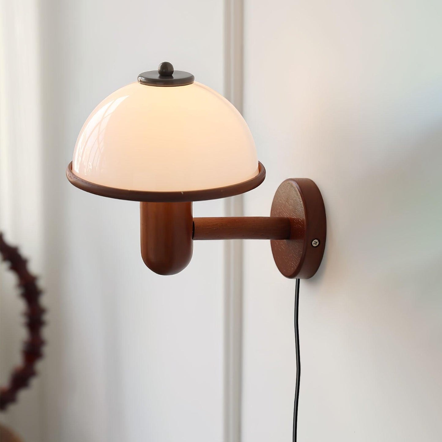 Oak Wood Mushroom Wall Lamp Ambient Living Room Light NALANI