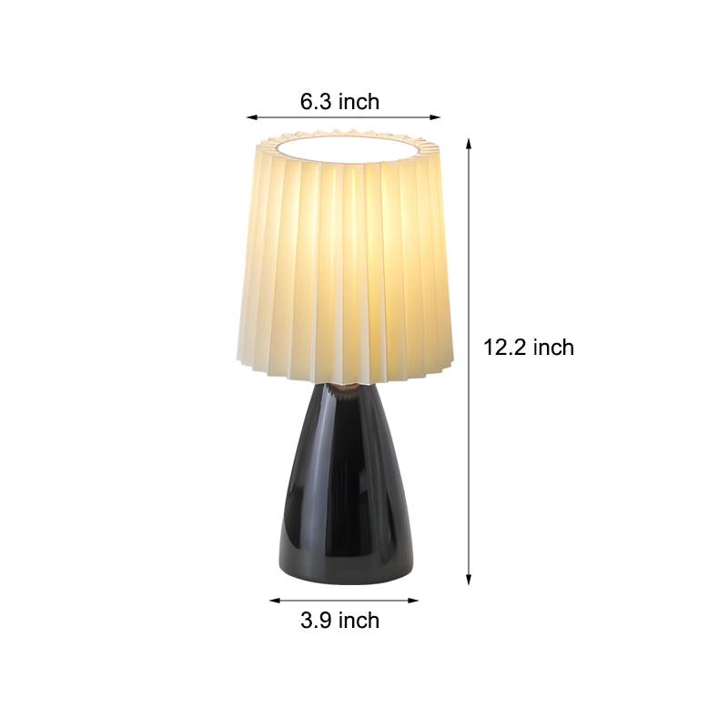 12 Inch Pleated Fabric Table Lamp with Glass Base and USB Dimmable Light NALANI