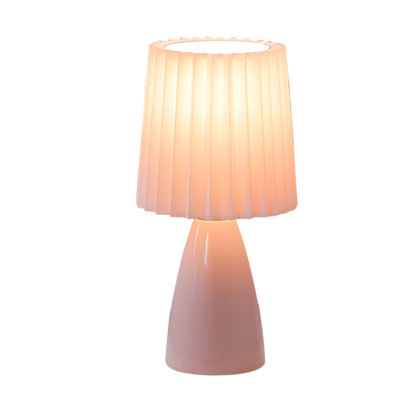 12 Inch Pleated Fabric Table Lamp with Glass Base and USB Dimmable Light NALANI