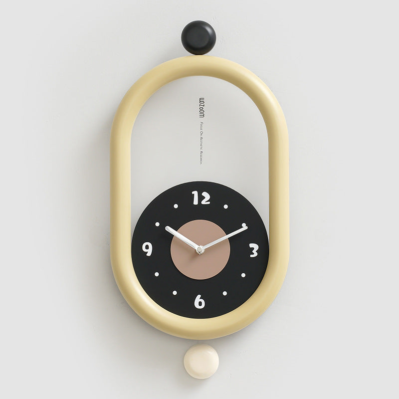 3D Artistic Long Pendulum Clock for Home Decor and Living Room Elegance Yellow NALANI