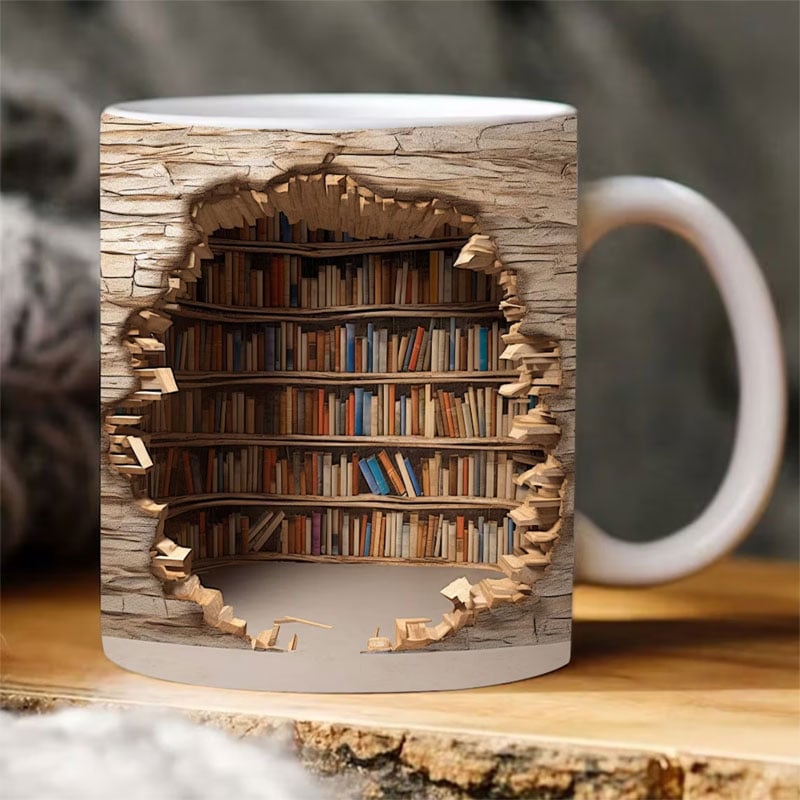 3D Book Lover Mug For Readers Gift Coffee Cup Decor B NALANI